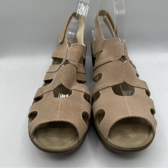 Skechers Women’s 10 Tan Memory Foam Parallel Stylin Wedge Heel Slingbacks Suede - Picture 3 of 7